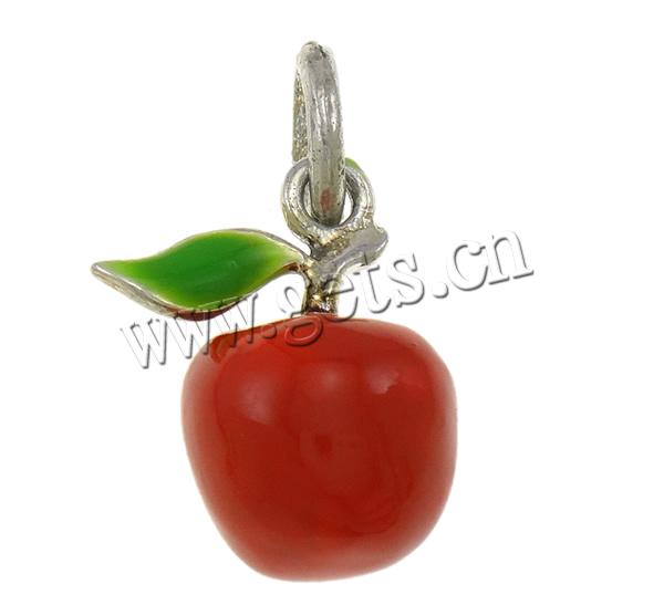 Zinc Alloy Fruit Shape Pendants, Apple, plated, enamel, more colors for choice, 15x11.5x25mm, Hole:Approx 5x6mm, Sold By PC