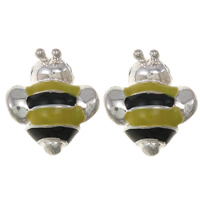 Enamel Zinc Alloy European Beads, Bee, plated, without troll Approx 5mm 