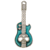 Musical Instrument Shaped Zinc Alloy Pendants, Guitar, plated, Customized & enamel & with rhinestone Approx 1.5mm 