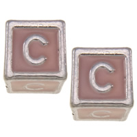 Zinc Alloy European Alphabet Beads, Cube, plated, Customized & with letter pattern & without troll & enamel 7mm Approx 5mm 