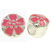 Enamel Zinc Alloy European Beads, Flower, plated, Customized & without troll Approx 5mm 