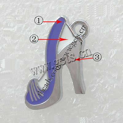 Zinc Alloy Shoes Pendants, with enamel, plated, enamel, more colors for choice, 22x12x2mm, Hole:Approx 2mm, Sold By PC