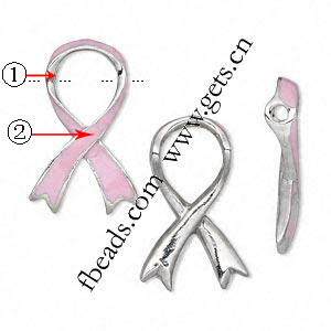 Enamel Zinc Alloy Beads, Awareness Ribbon, plated, more colors for choice, 23.5x14.5mm, Sold By PC