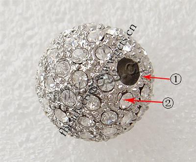 Perles strass en alliage de zinc, avec alliage de zinc, Rond, Placage, plus de couleurs à choisir, Vendu par PC