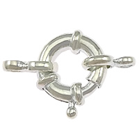 Sterling Silber Frülings-Ring-Verschluss, 925 Sterling Silber, plattiert, mit Verbindungsstange, keine, 24x16x5mm, Bohrung:ca. 1.5mm, verkauft von PC