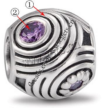 Rhinestone Zinc Alloy European Beads, Drum, plated, without troll & with rhinestone, more colors for choice, 11x10mm, Hole:Approx 4.5mm, Sold By PC