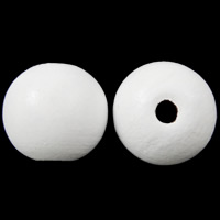 Gefärbtes Holz Perlen, rund, weiß, 16mm, Bohrung:ca. 4mm, ca. 400PCs/Tasche, verkauft von Tasche