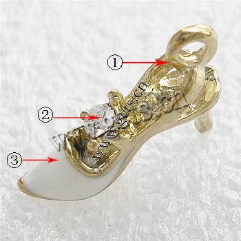 Zinc Alloy Shoes Pendants, with enamel, plated, enamel, more colors for choice, 13x19x5mm, Sold By PC