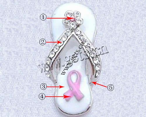 Zinc Alloy Shoes Pendants, with Rhinestone & enamel, plated, enamel & with rhinestone, more colors for choice, 10x24mm, Sold By PC