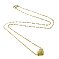 Edelstahl Schmuck Halskette, Herz, plattiert, Oval-Kette & mit Strass, keine, Länge:ca. 17 ZollInch, verkauft von Strang