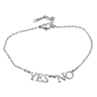 Stainless Steel Chain Bracelets, with 1Inch extender chain, Letter, plated, oval chain Approx 7 Inch 