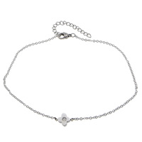Stainless Steel Chain Bracelets, with 1.5Inch extender chain, Flower, plated, oval chain & with rhinestone Approx 9.5 Inch 