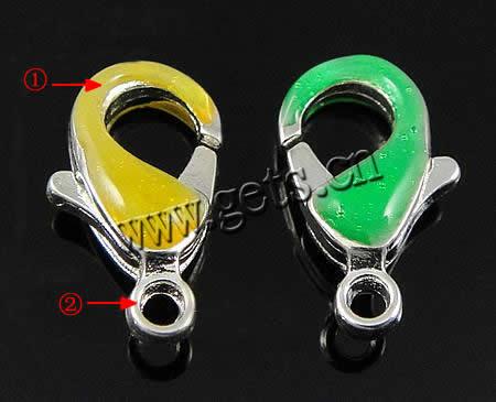 Brass Lobster Claw Clasp, plated, enamel, more colors for choice, nickel, lead & cadmium free, 12x6x4mm, Hole:Approx 1.5mm, Sold By PC