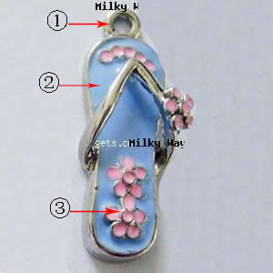 Zinc Alloy Shoes Pendants, with enamel, plated, enamel, more colors for choice, 10x29mm, Sold By PC
