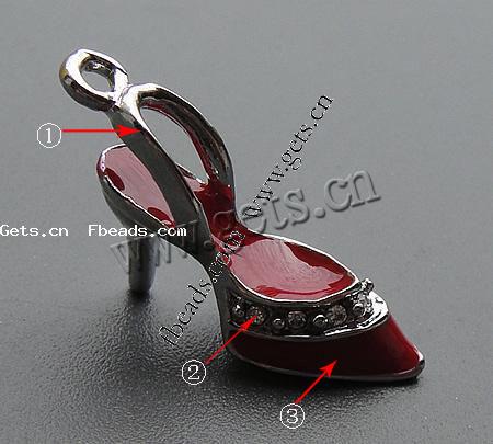 Zinc Alloy Shoes Pendants, with enamel, plated, enamel, more colors for choice, 19x26mm, Sold By PC