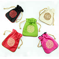 Toile de lin sac de cordon, avec corde en nylon, couleurs mélangées Vendu par lot