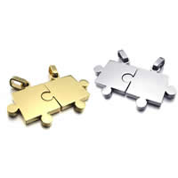 316L Stainless Steel Puzzle Couple Pendant, plated, for couple Approx 