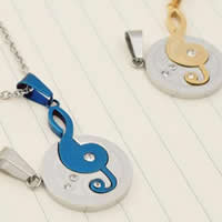 316L Stainless Steel Puzzle Couple Pendant, plated, for couple & with rhinestone Approx 