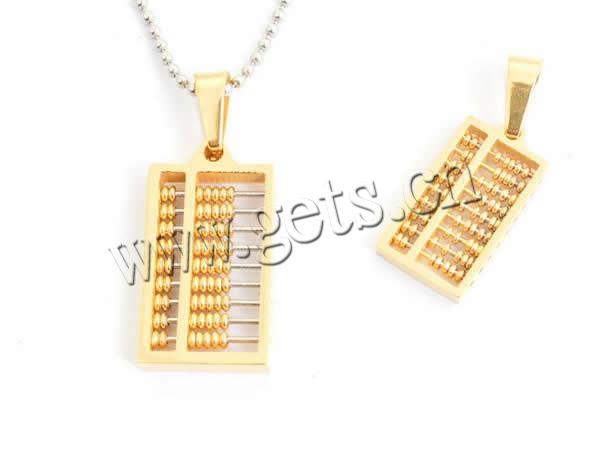 Stainless Steel Pendants, 316L Stainless Steel, Abacus, gold color plated, different size for choice, Hole:Approx 3x5mm, Sold By PC