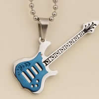 Stainless Steel Musical Instrument and Note Pendant, 316L Stainless Steel, Guitar, plated, two tone Approx 