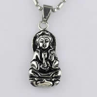 Buddhist Jewelry Pendant, 316L Stainless Steel, Guanyin, blacken, 15x33mm, Hole:Approx 4x7mm, Sold By PC