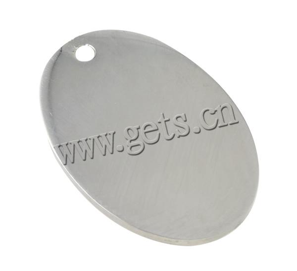 Stainless Steel Tag Charm, Flat Oval, original color, Hole:Approx 2mm, Sold By PC