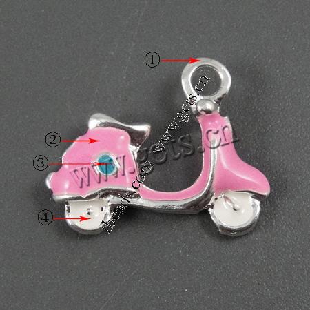 Vehicle Shaped Zinc Alloy Pendants, Car, plated, enamel, more colors for choice, 16x19x5mm, Hole:Approx 2mm, Sold By PC
