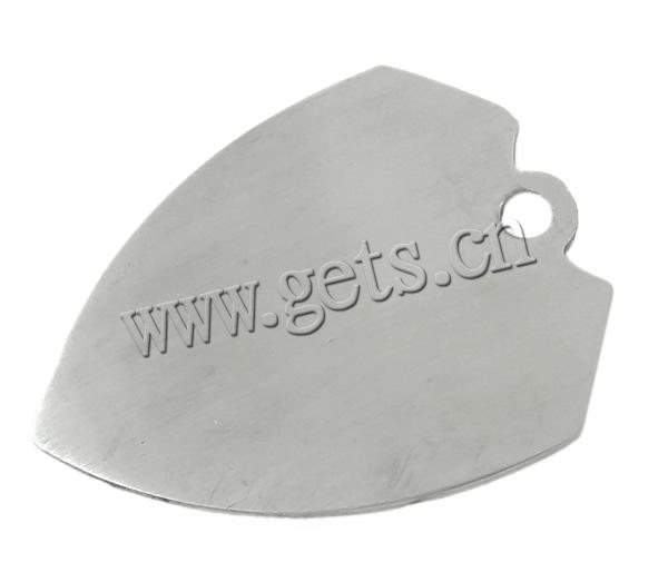 Stainless Steel Tag Charm, Shield, Customized, original color, 26x31.5x1mm, Hole:Approx 2.5mm, Sold By PC