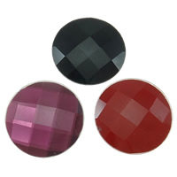 Faceted Glass Cabochon, Flat Round, flat back, mixed colors 