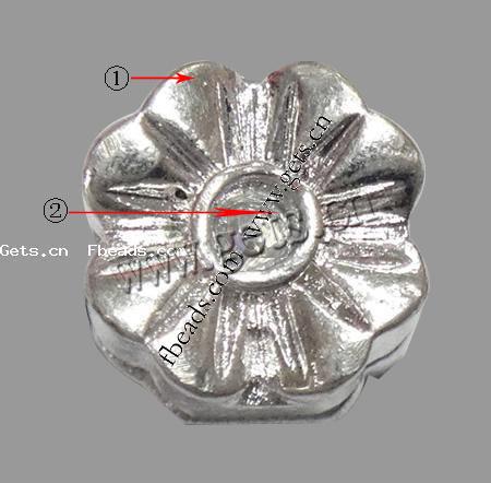 Clip de European en alliage de zinc , fleur, Placage, avec strass & grand trou, plus de couleurs à choisir, 10x9x9mm, Trou:Environ 3mm, Vendu par PC