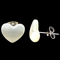 Seashell Earrings, Natural Seashell, stainless steel post pin, Heart, plated 