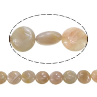 Mondstein Perlen, flache Runde, 12x5mm, Länge:16 ZollInch, 33PCs/Strang, verkauft von Strang