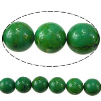 Perles turquoise naturelles teintées, Turquoise blanc naturel, Rond, vert, 10mm Environ 1.2mm Environ 16 pouce, Environ  Vendu par kg