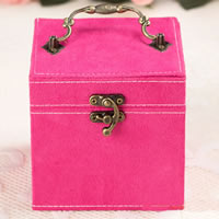 Multifunctional Jewelry Box, Velveteen, with Zinc Alloy, Cube, antique bronze color plated 