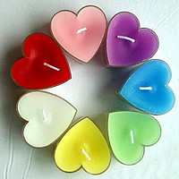 Paraffin Candles, Acrylic, with Cotton, Heart, mixed colors 