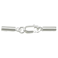 Sterling Silver Lobster Claw Cord Clasp, 925 Sterling Silver, plated, with cord tip Approx 2mm 