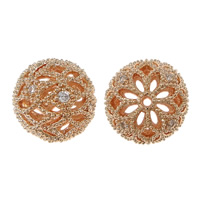 Cubic Zirconia Micro Pave Brass Beads, Round, plated, micro pave cubic zirconia & hollow 12mm Approx 1.2mm 