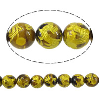 Tiger Eye Beads, Round, Carved & gold powder, brown, 10mm Approx 2mm Inch 