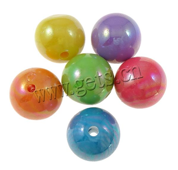 Beschichtung von Acryl-Perlen, Acryl, rund, AB Farben plattiert, keine, Bohrung:ca. 2mm, verkauft von Tasche