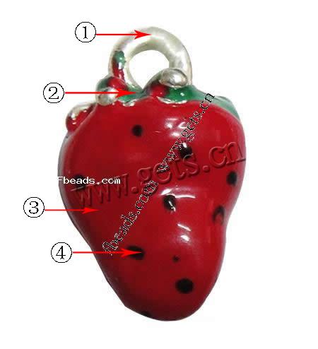 Zinc Alloy Enamel Pendants, Strawberry, plated, more colors for choice, 16x10x8mm, Hole:Approx 1mm, Sold By PC