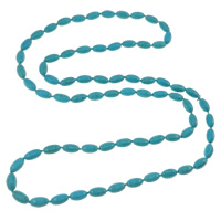 Turquoise Jewelry Necklace, Synthetic Turquoise, Oval , blue Approx 48 Inch 