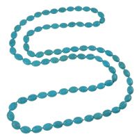 Бирюзовый ожерелье ювелирного изделия, Синтетическая бирюза, Плоская овальная форма, двунитевая, голубой длина:Приблизительно 46 дюймовый, продается Strand[