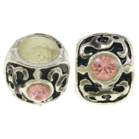 Enamel Zinc Alloy European Beads, Drum, plated, without troll & with rhinestone nickel, lead & cadmium free Approx 5mm 
