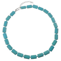 Turquoise Jewelry Necklace, Synthetic Turquoise, zinc alloy lobster clasp, with 6cm extender chain, Rectangle, blue Approx 17 Inch 