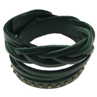 Cowhide Bracelets, Zinc Alloy, with Cowhide, antique bronze color plated, braided bracelet nickel, lead & cadmium free, 15mm Approx 46 cm 