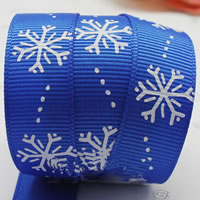 Christmas Ribbons, Grosgrain Ribbon, printing, single-sided, blue, 16mm Approx 100 Yard 