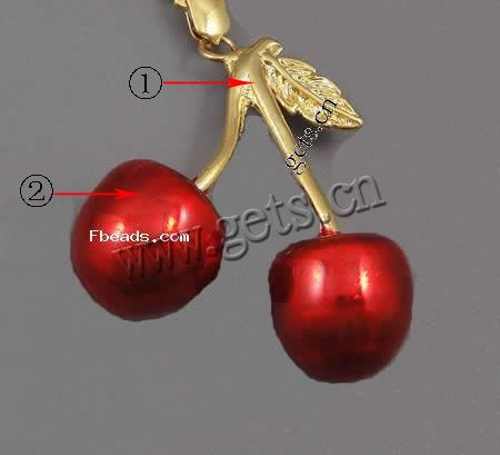 Zinc Alloy Enamel Pendants, Cherry, plated, more colors for choice, 35x31.5x14mm, Hole:Approx 2mm, Sold By PC