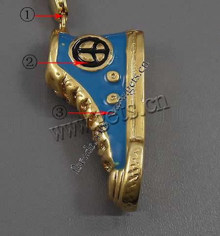 Zinc Alloy Shoes Pendants, with enamel, plated, enamel, more colors for choice, 28x15x9mm, Hole:Approx 2mm, Sold By PC