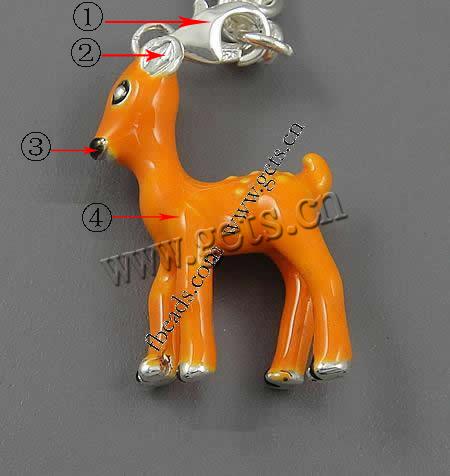 Zinc Alloy Enamel Pendants, brass lobster clasp, Deer, plated, more colors for choice, 28x19x9mm, Hole:Approx 2mm, Sold By PC