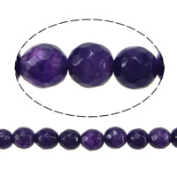 Gefärbter Marmor Perlen, rund, facettierte, violett, 6mm, Bohrung:ca. 0.8mm, Länge:15 ZollInch, verkauft von Strang